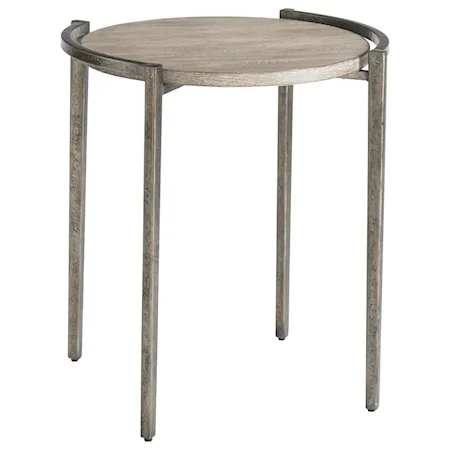 Contemporary Round End Table with Metal Base